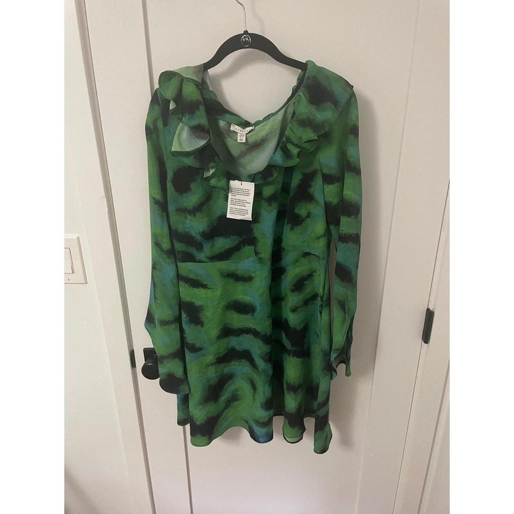Topshop Green and Black Blouse